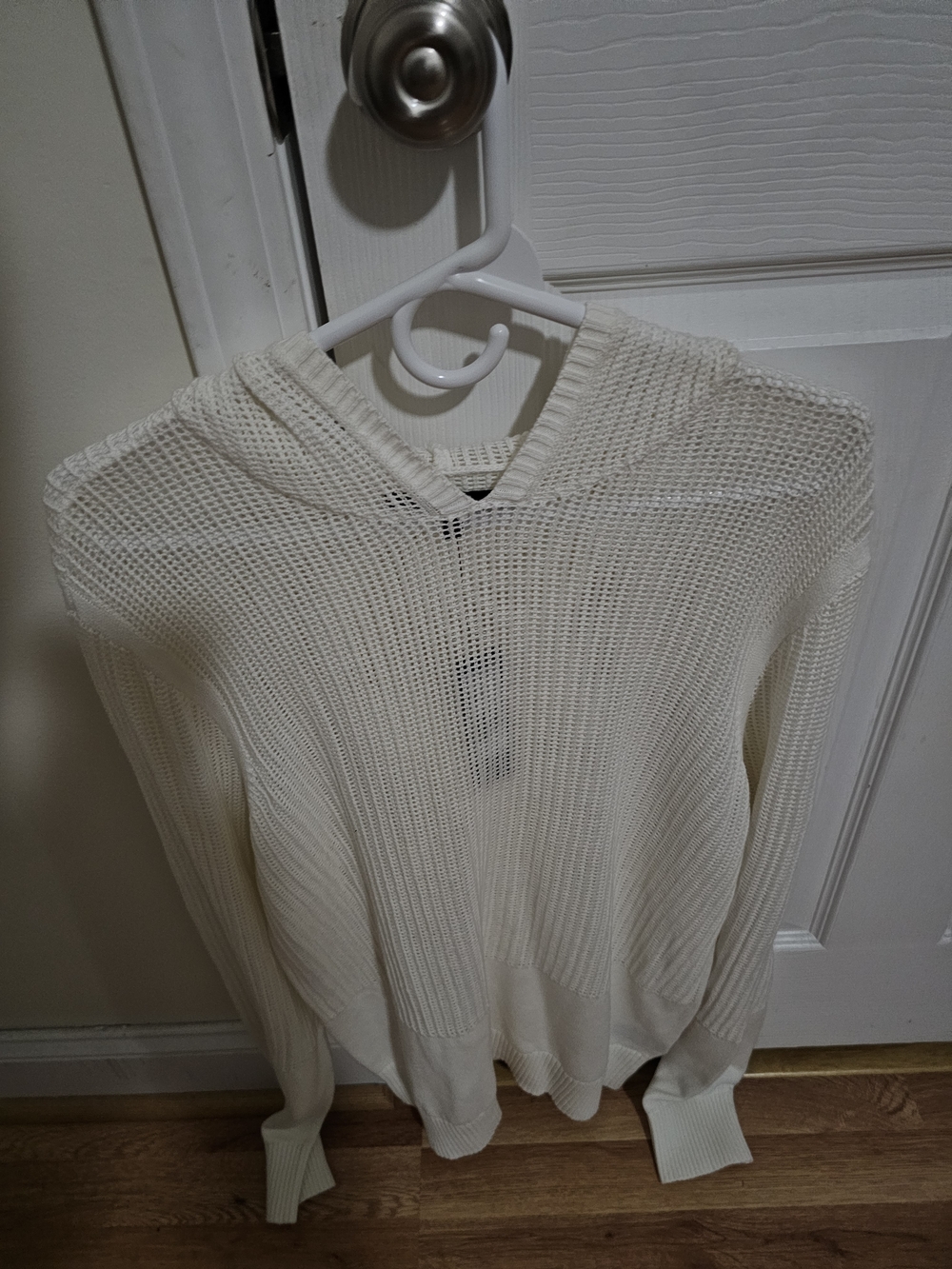 Kenneth Cole Cream V-Neck Hooded Knit Sweater